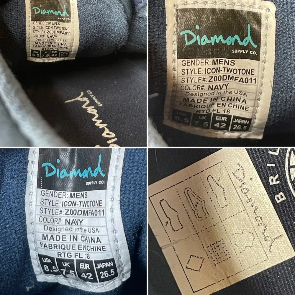 Diamond Supply Co Icon Two Tone Navy Suede Shoes Size 8.5